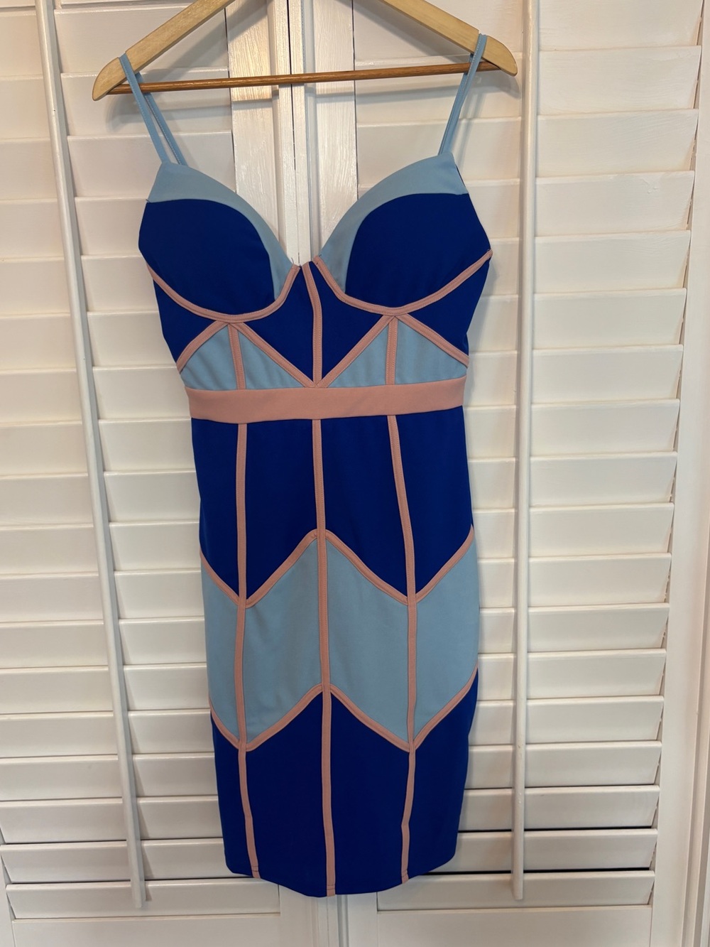 SHEIN Blue Geo Bodycon Dress Size Medium